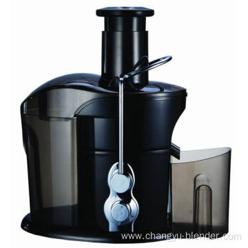 Black household juicer with juice cup